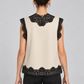 Gilet Tensione In avorio con pizzo nero – retro