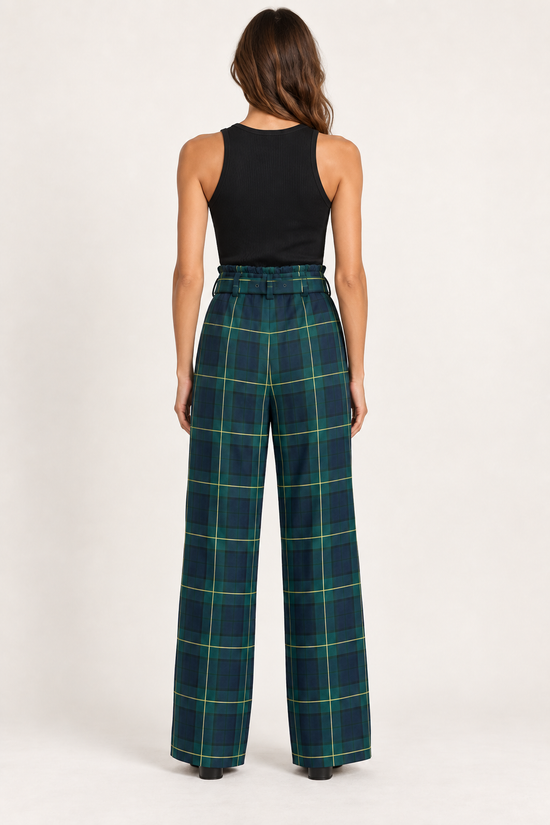 Pantalone donna a quadri verde Tensione In – retro
